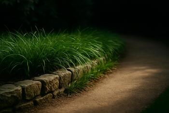 Кромка камня и злаки у дорожки