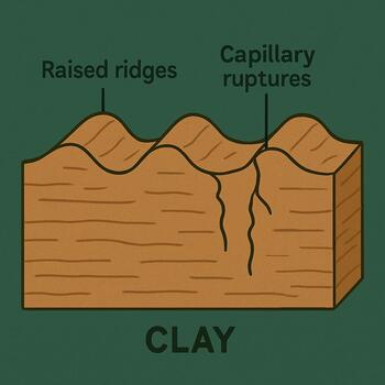 Разрез участка: глина, поднятые гряды, капиллярные разрывы