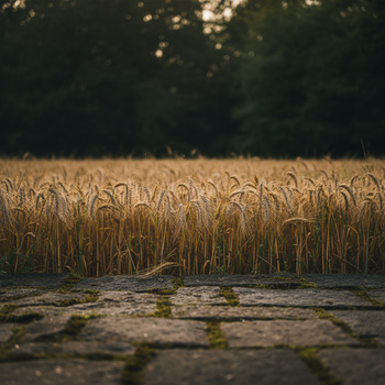 Край злаков у каменной дорожки