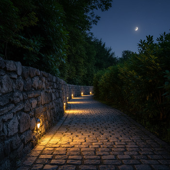 Ночной свет дорожки у стены