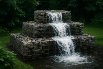 Габионный каскад во дворе