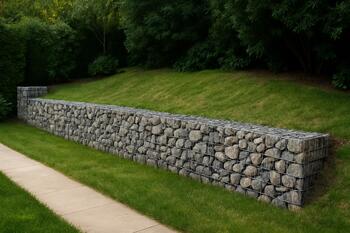 Габионная стена в частном саду Баку