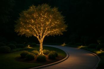 Подсветка дерева как ориентир у поворота