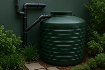 Резервуар для сбора дождя у стены