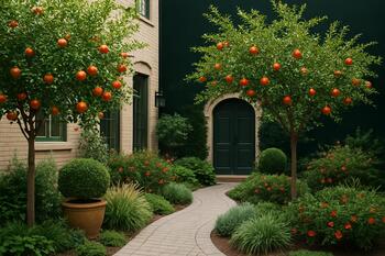 Гянджа: двор таунхауса с гранатами